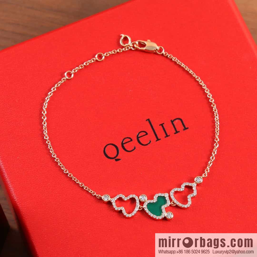 Qeelin Unicorn Hollow Full Diamond Agate Malachite Bracelet
