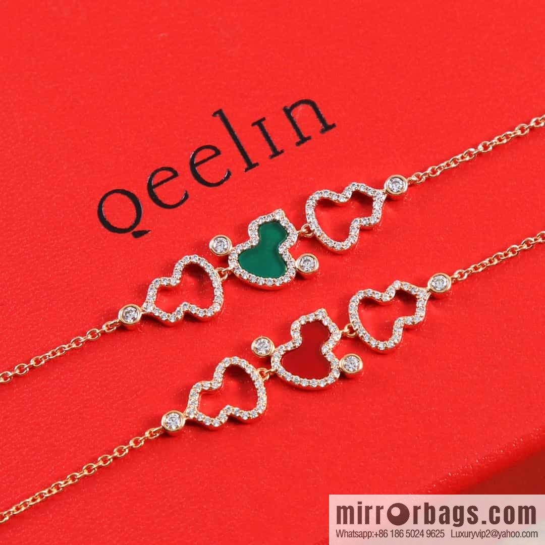 Qeelin Unicorn Hollow Full Diamond Agate Malachite Bracelet