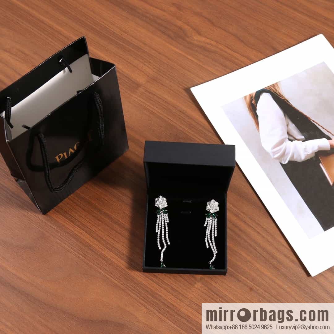 Piaget white gold rose fringed stud earrings