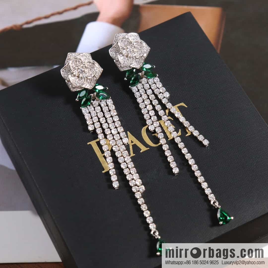 Piaget white gold rose fringed stud earrings