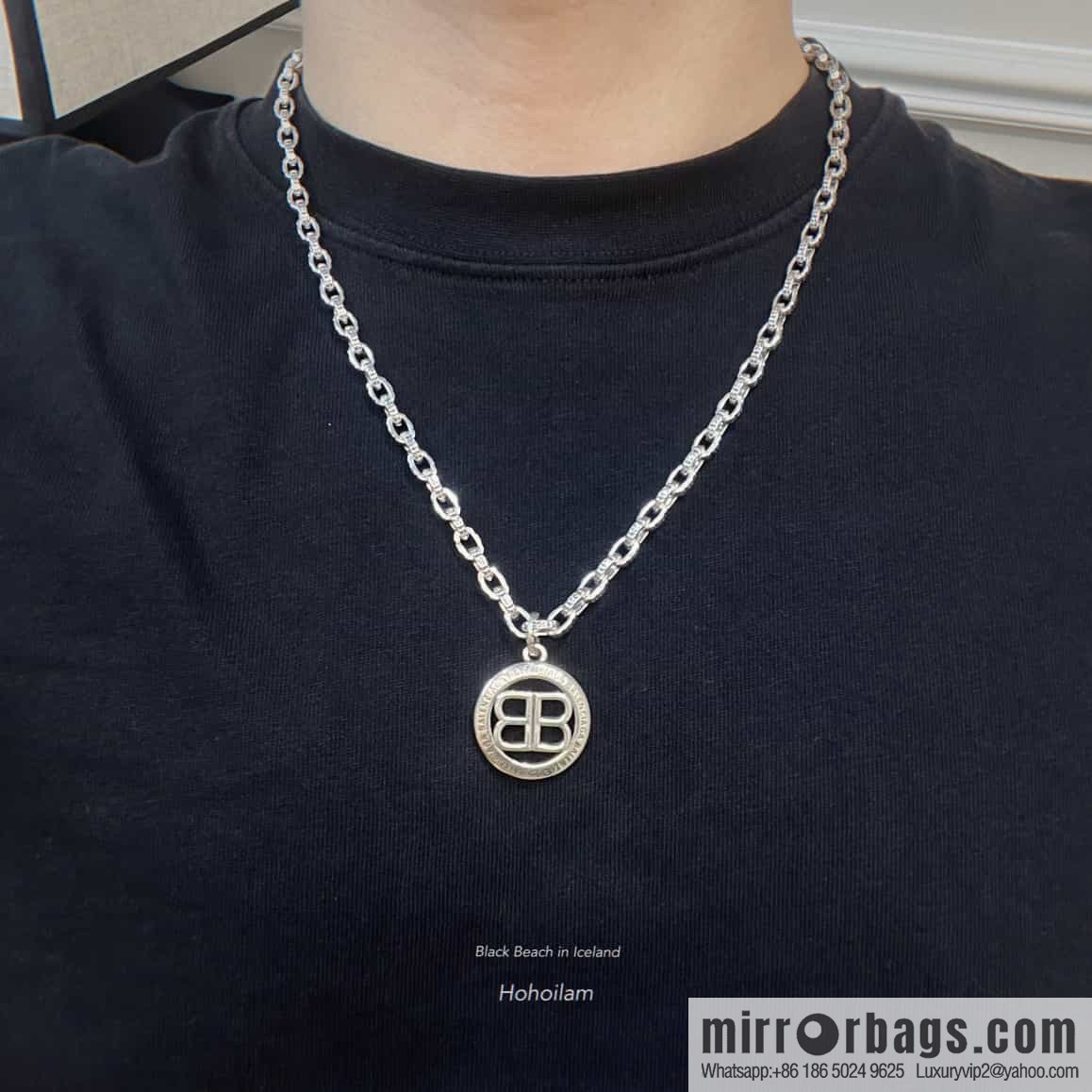 New Balenciaga BALENCIAGA round hollow letter necklace