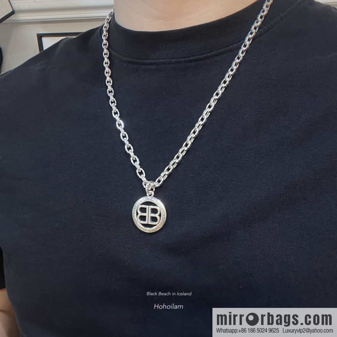 New Balenciaga BALENCIAGA round hollow letter necklace