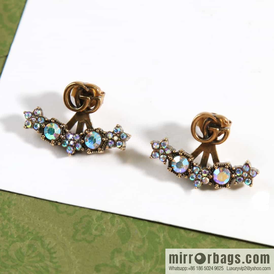 New Gucci Gucci double G full diamond stud earrings