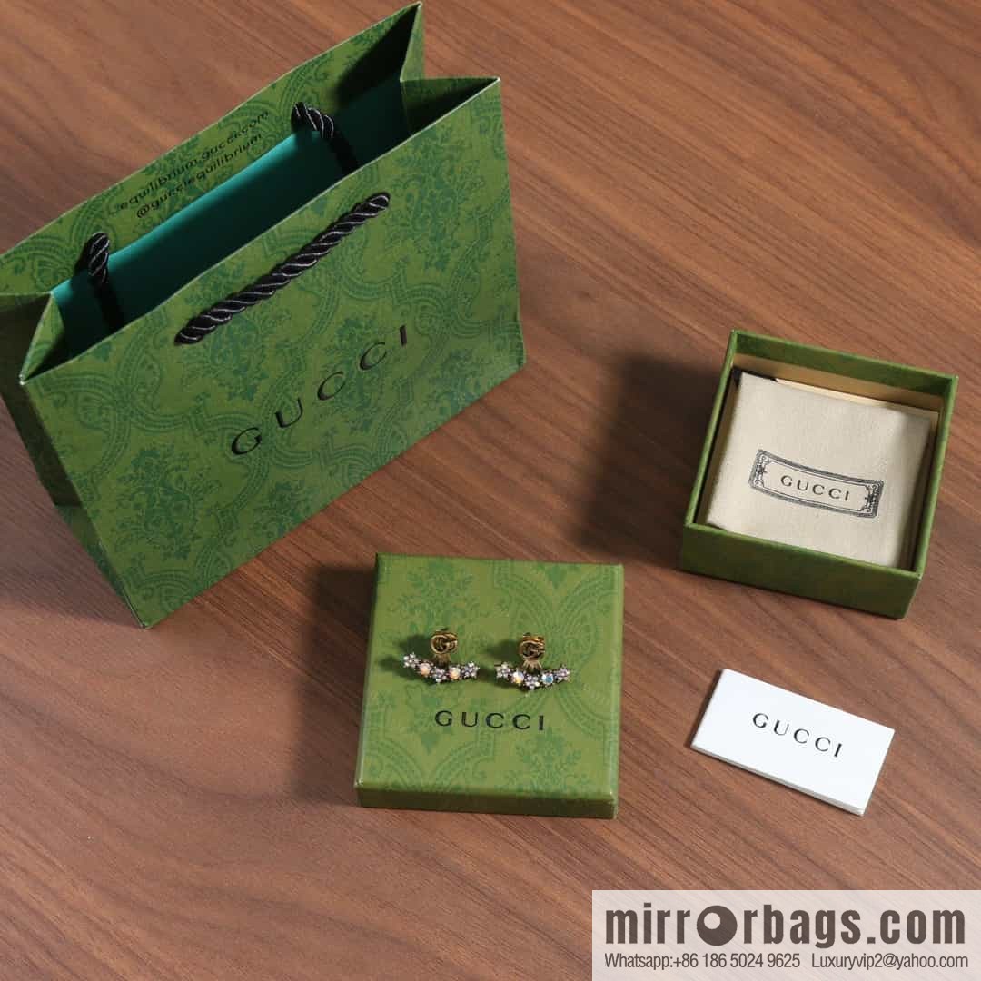 New Gucci Gucci double G full diamond stud earrings