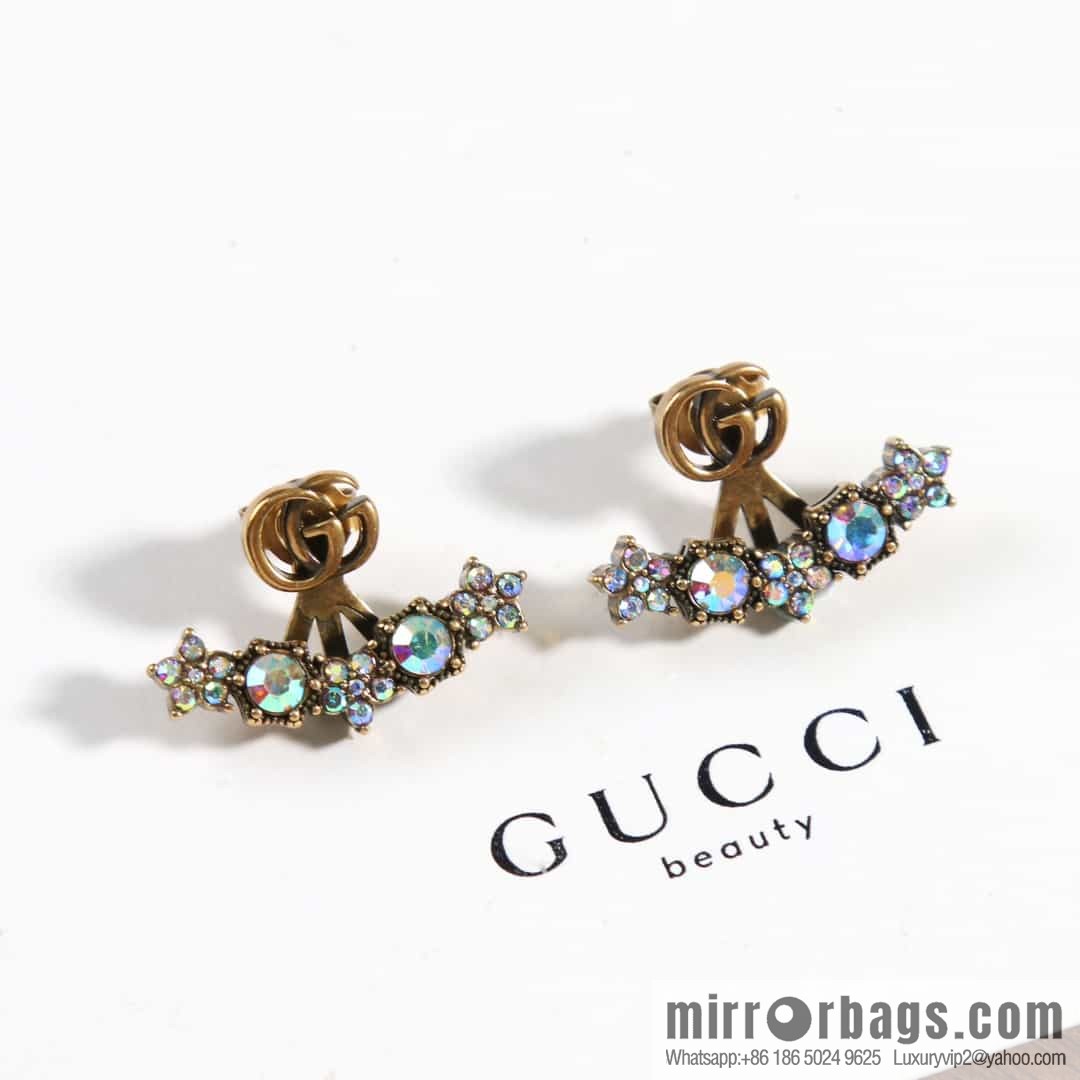 New Gucci Gucci double G full diamond stud earrings