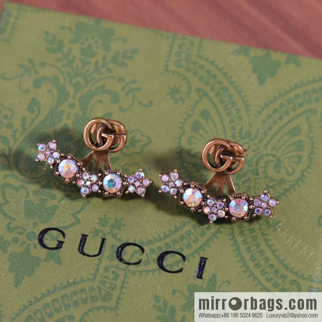 New Gucci Gucci double G full diamond stud earrings