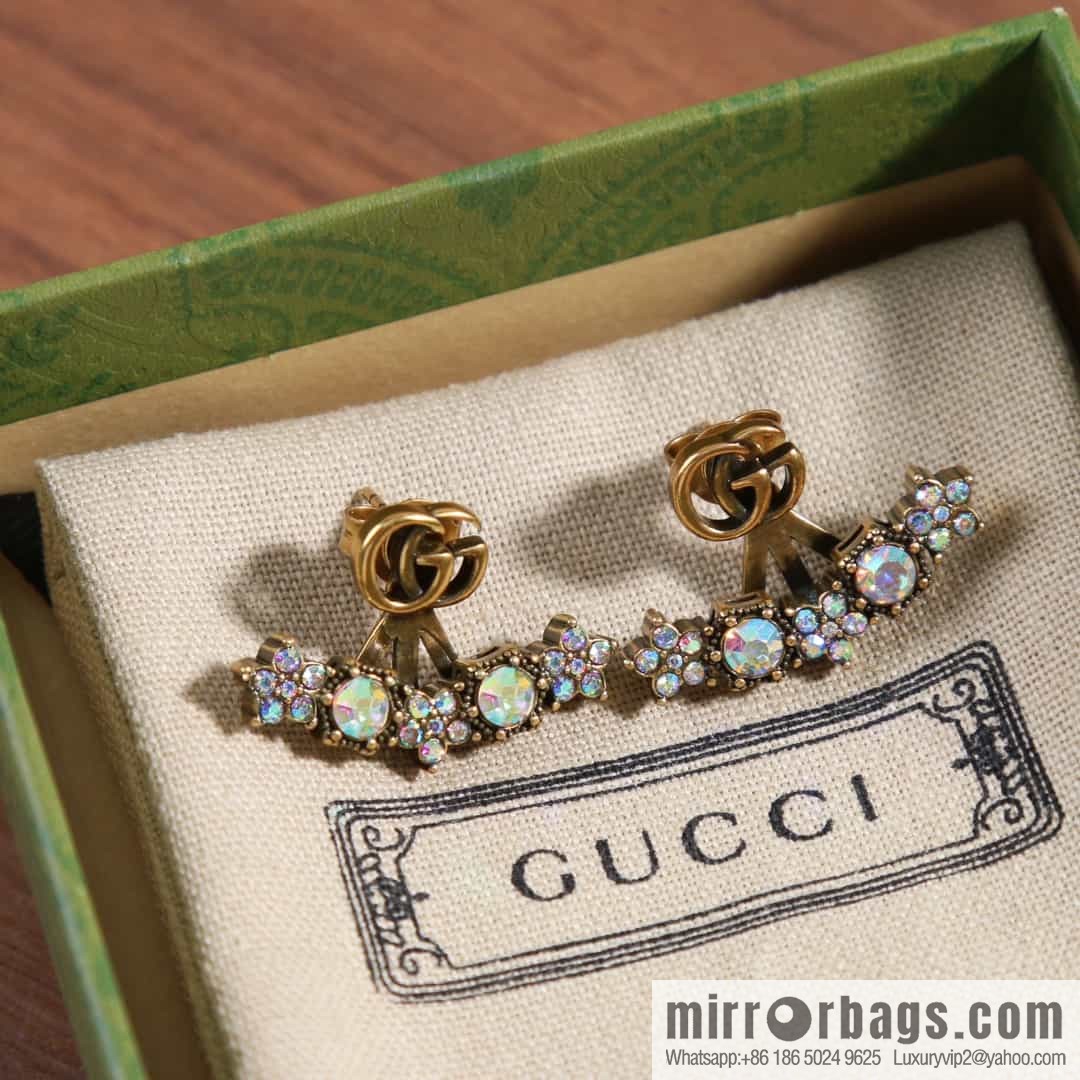 New Gucci Gucci double G full diamond stud earrings