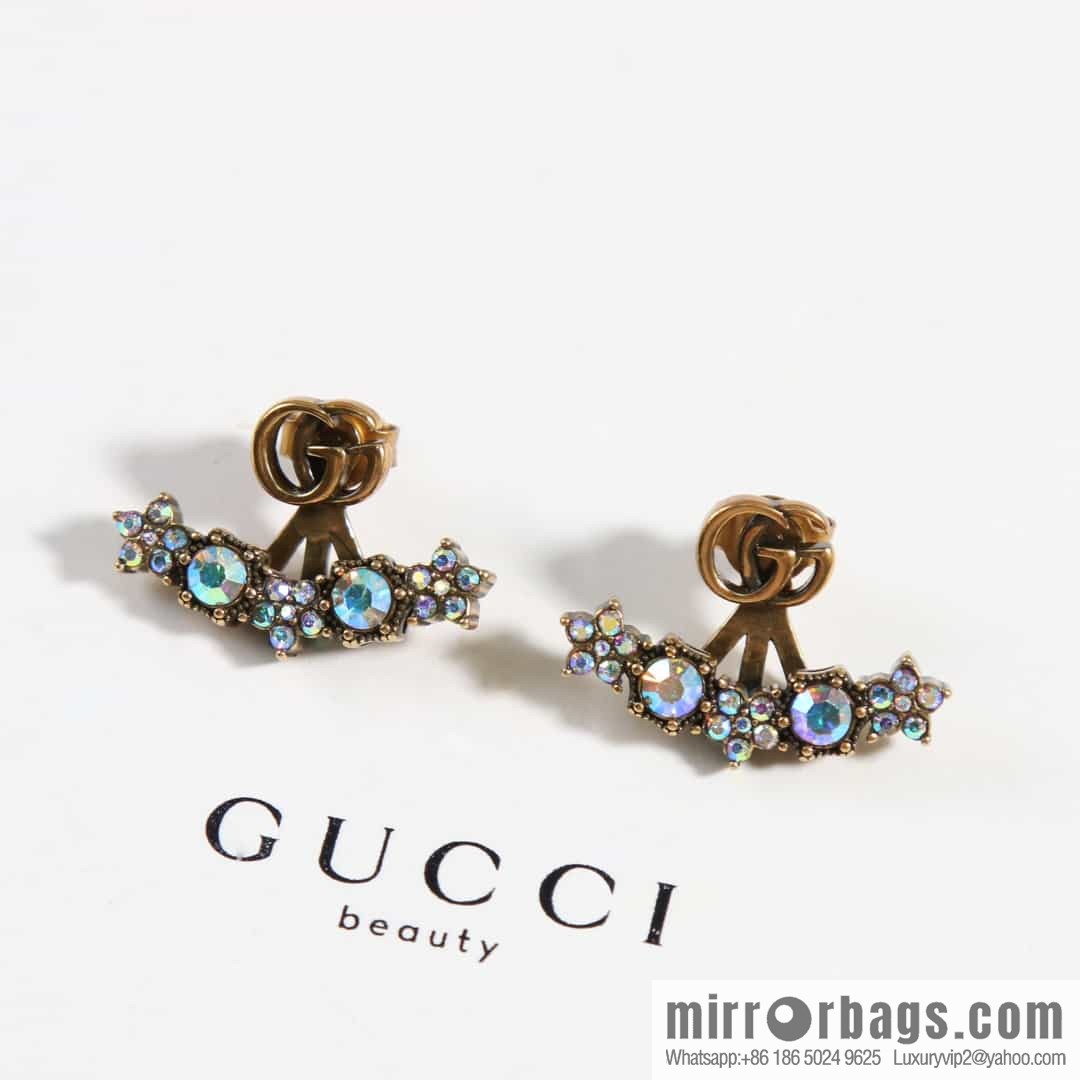 New Gucci Gucci double G full diamond stud earrings