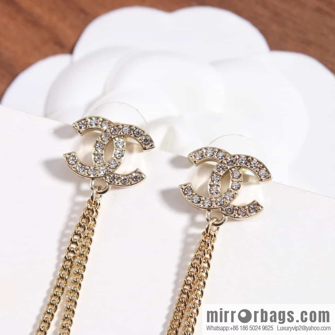 New ☑️ Chanel c2 double c fringed pearl star stud earrings