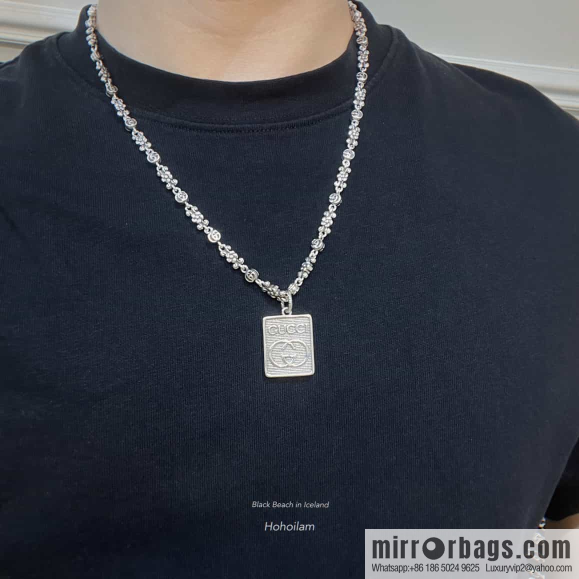 New Gucci Gucci letter silver necklace