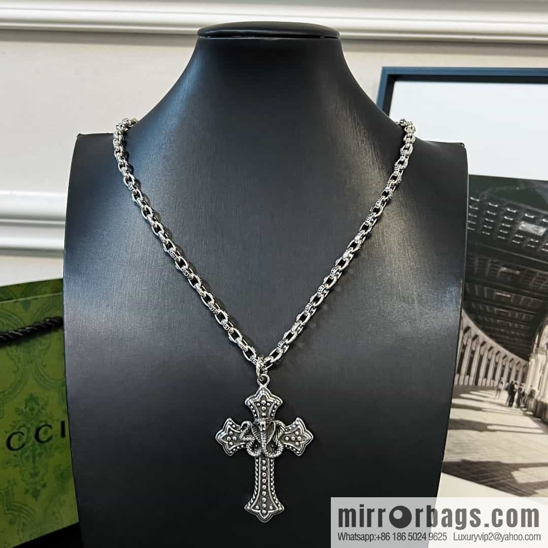 New Gucci gucci cross cobra necklace