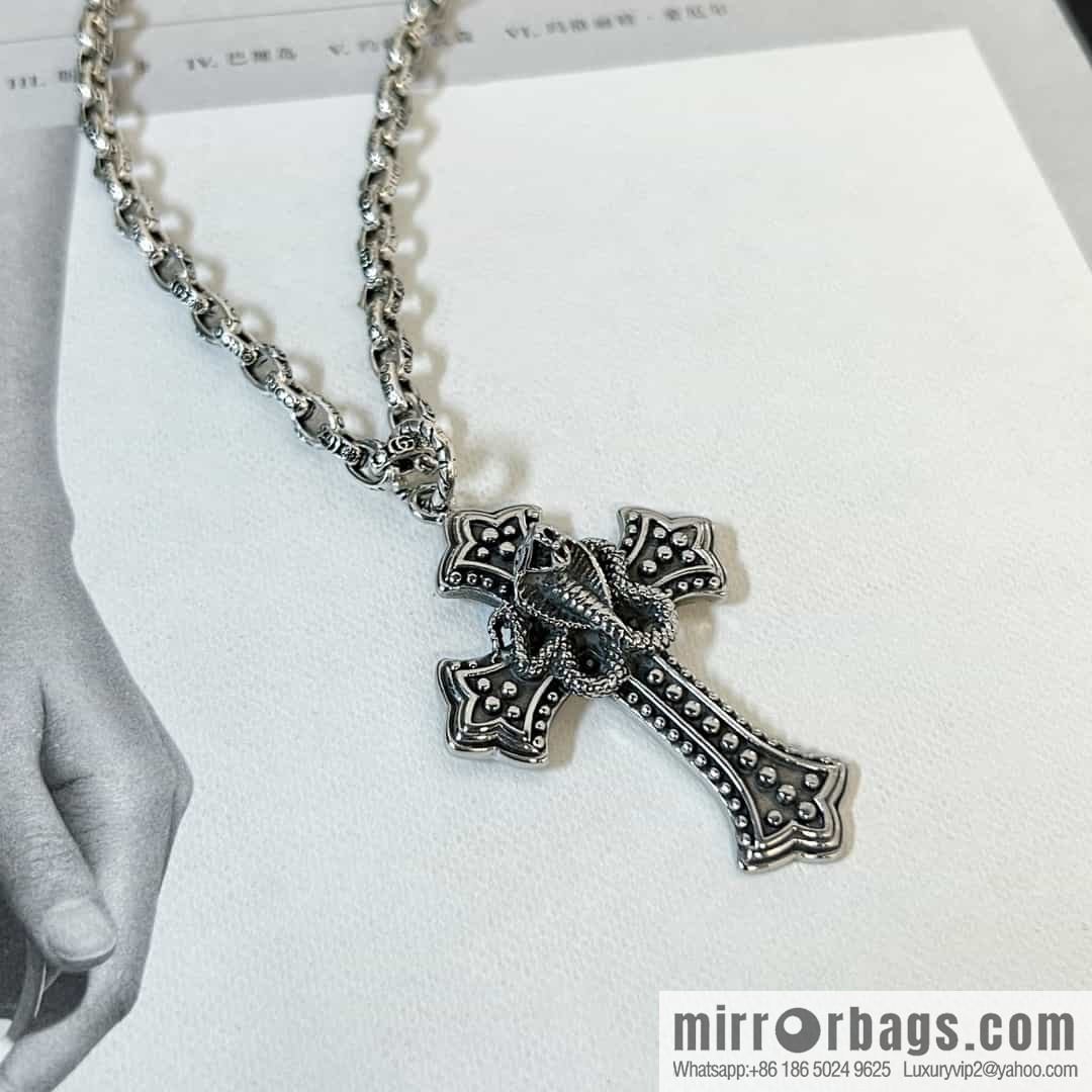 New Gucci gucci cross cobra necklace