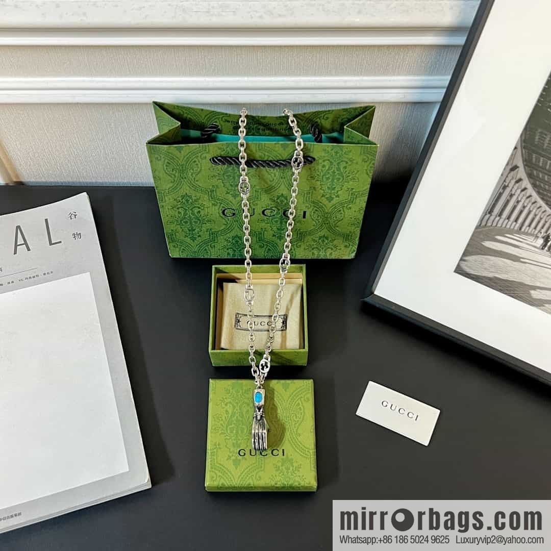 New Gucci gucci turquoise palm necklace