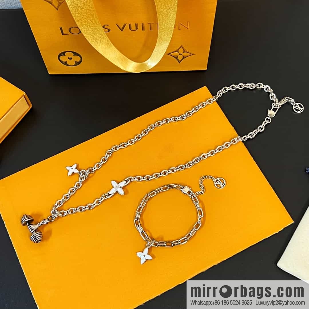 Louis Vuitton Louis Vuitton Green Medieval Collection Dumbbell Clover Necklace, Bracelet