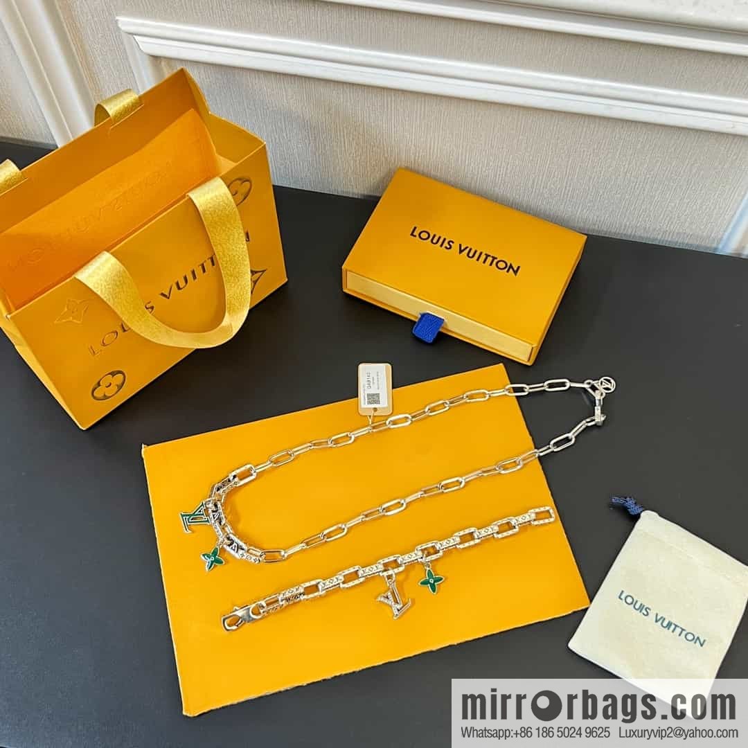 Louis Vuitton Louis Vuitton Green Medieval Series Letter LV Clover Necklace, Bracelet
