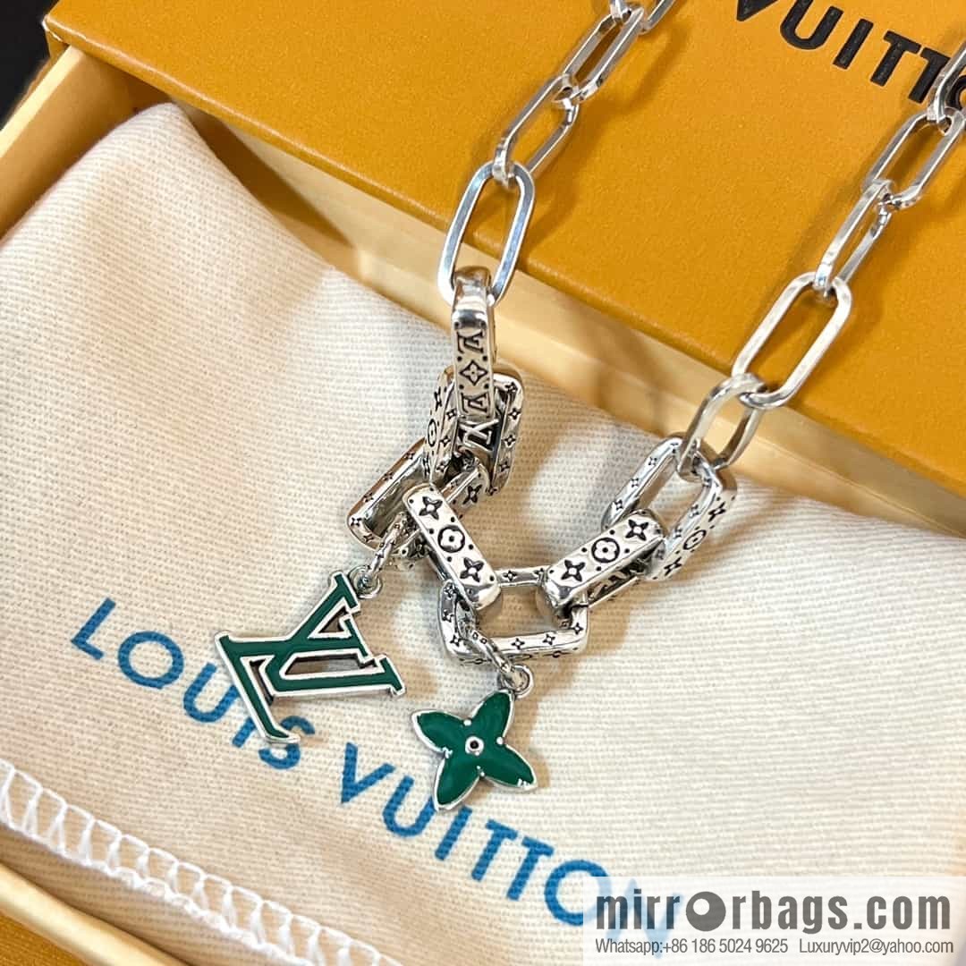Louis Vuitton Louis Vuitton Green Medieval Series Letter LV Clover Necklace, Bracelet