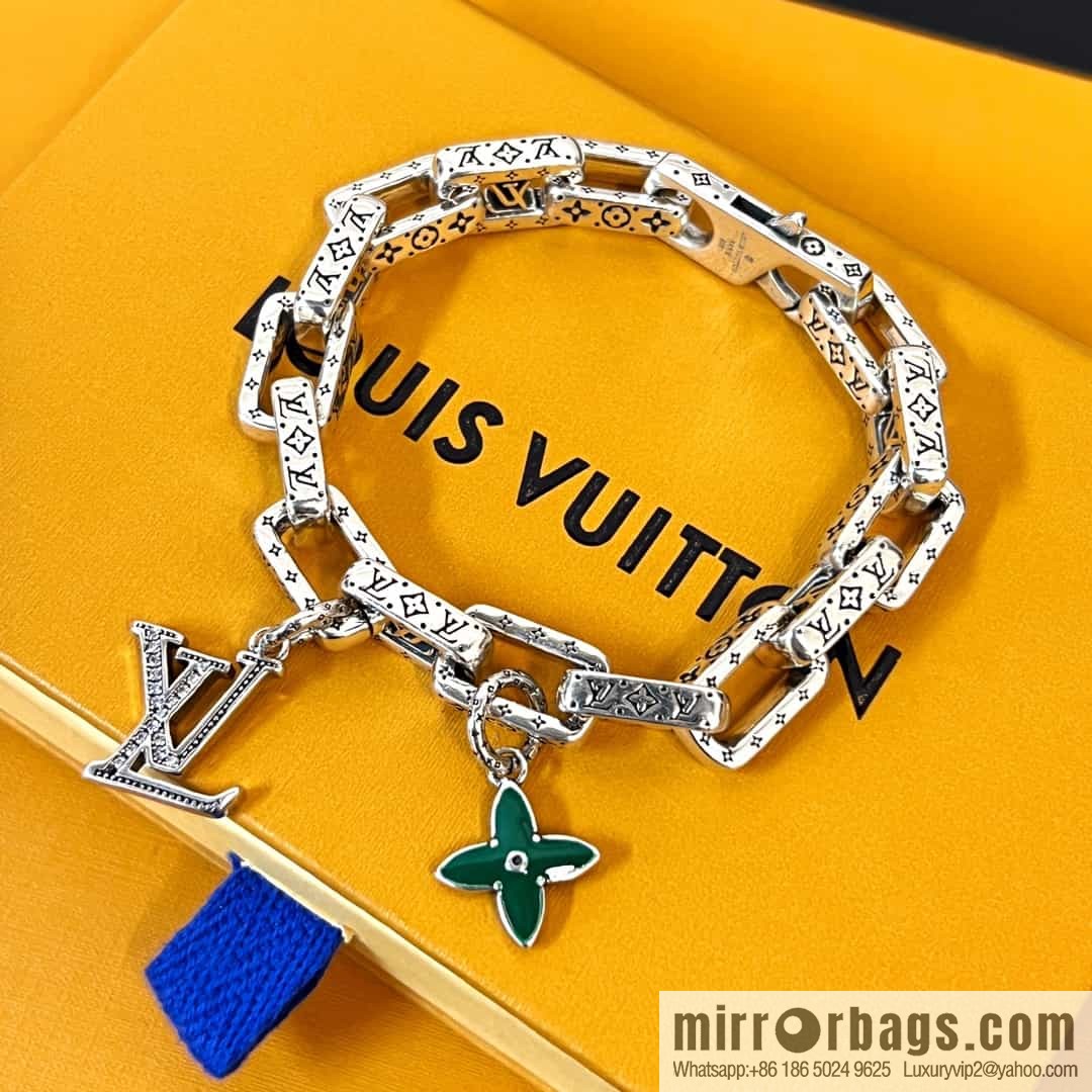 Louis Vuitton Louis Vuitton Green Medieval Series Letter LV Clover Necklace, Bracelet