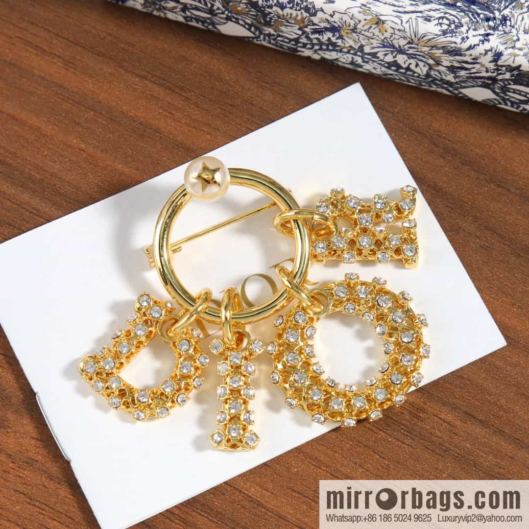 New ☑️ Dior hollowed out full diamond tassel letter brooch