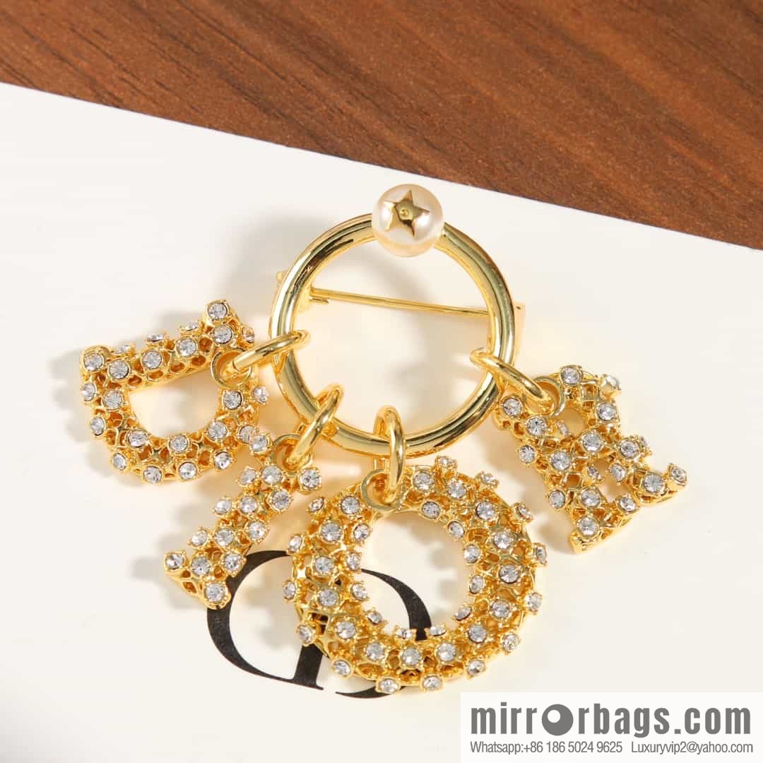 New ☑️ Dior hollowed out full diamond tassel letter brooch