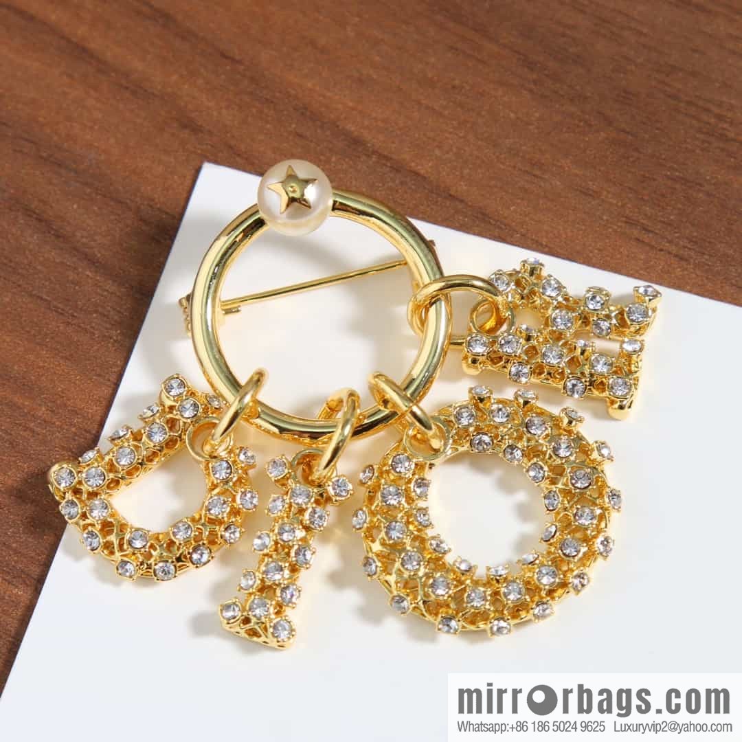 New ☑️ Dior hollowed out full diamond tassel letter brooch