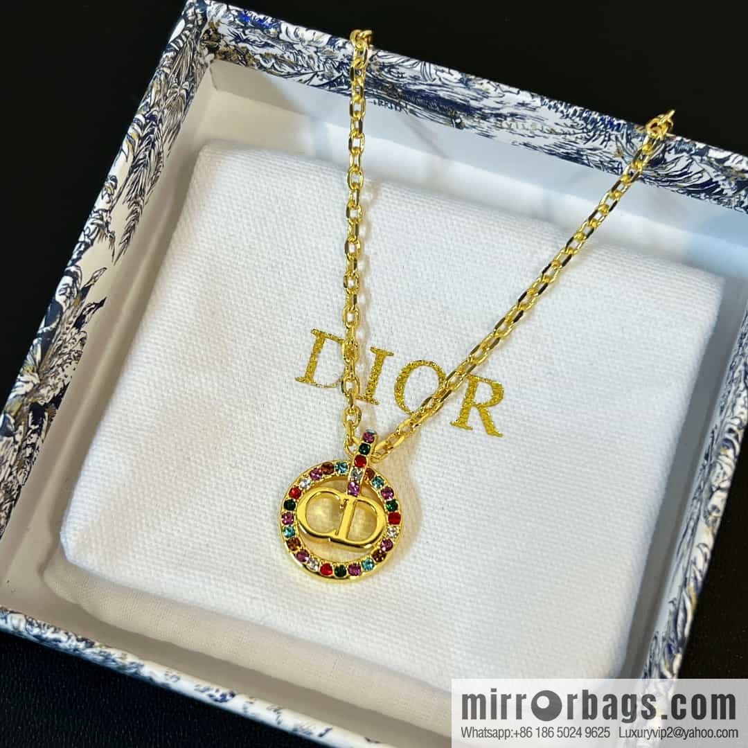 New ☑️ DIOR Diamond Round CD Necklace