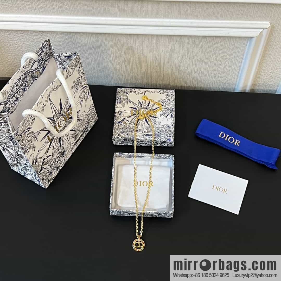 New ☑️ DIOR Diamond Round CD Necklace