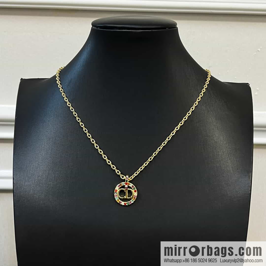 New ☑️ DIOR Diamond Round CD Necklace