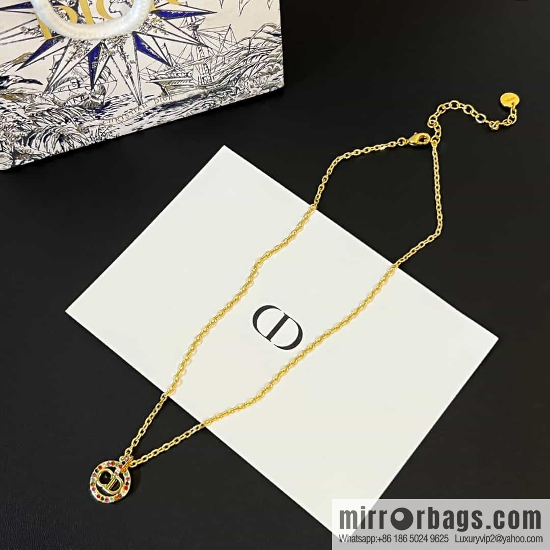 New ☑️ DIOR Diamond Round CD Necklace
