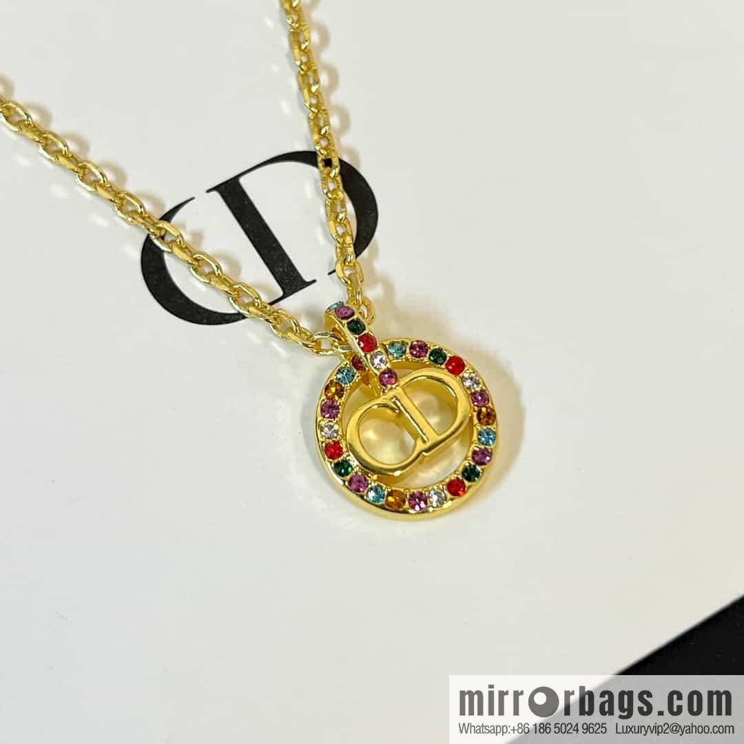 New ☑️ DIOR Diamond Round CD Necklace