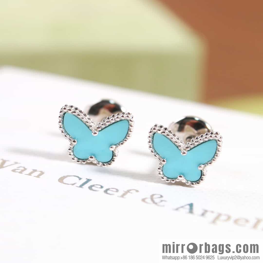 Van Cleef & Arpels Sweet Alhambra mini turquoise butterfly necklace, bracelet, stud earrings