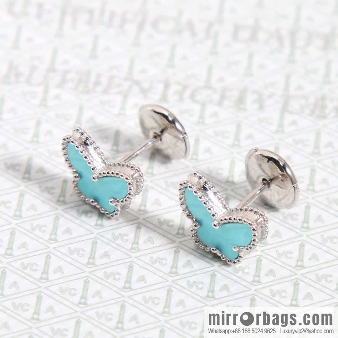 Van Cleef & Arpels Sweet Alhambra mini turquoise butterfly necklace, bracelet, stud earrings