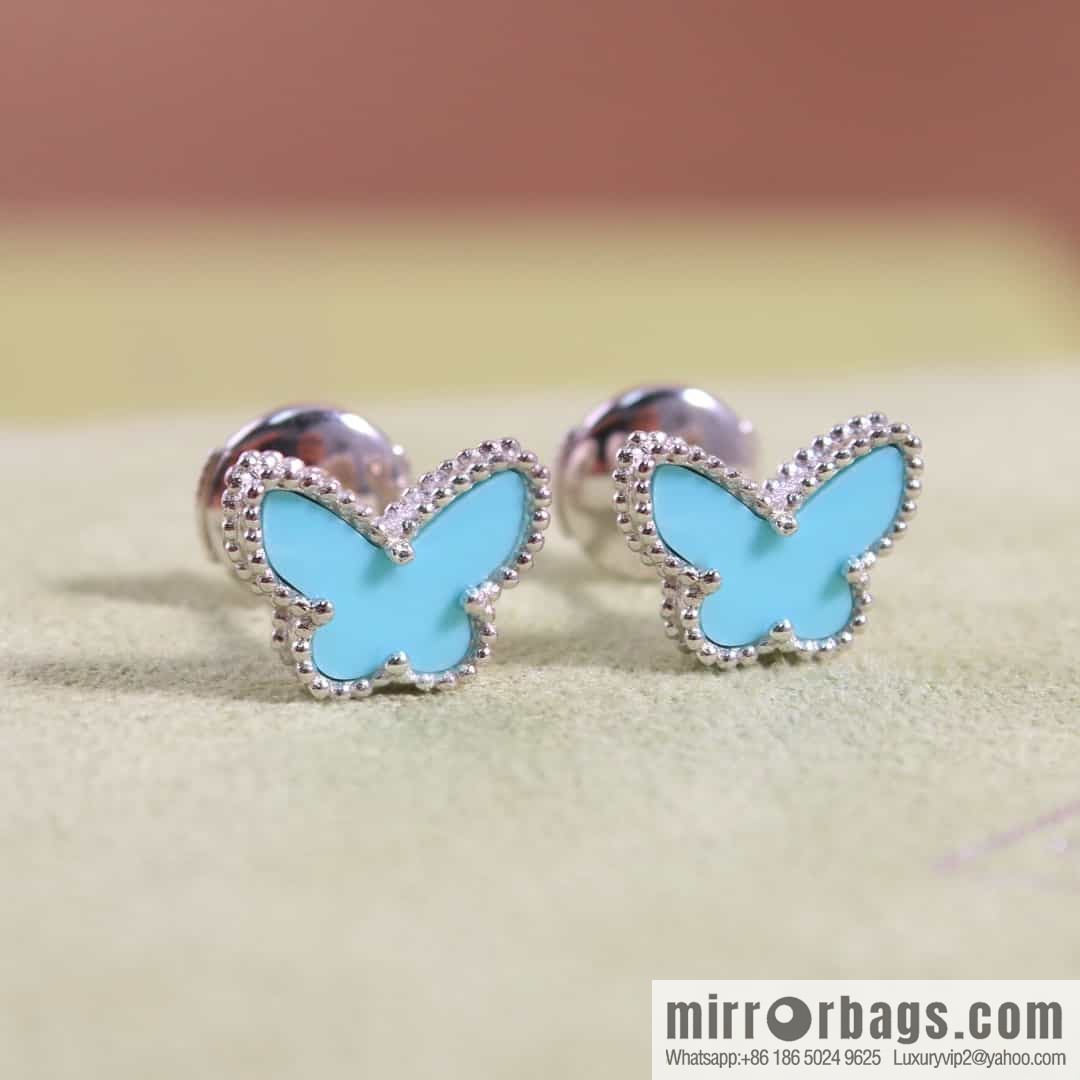 Van Cleef & Arpels Sweet Alhambra mini turquoise butterfly necklace, bracelet, stud earrings