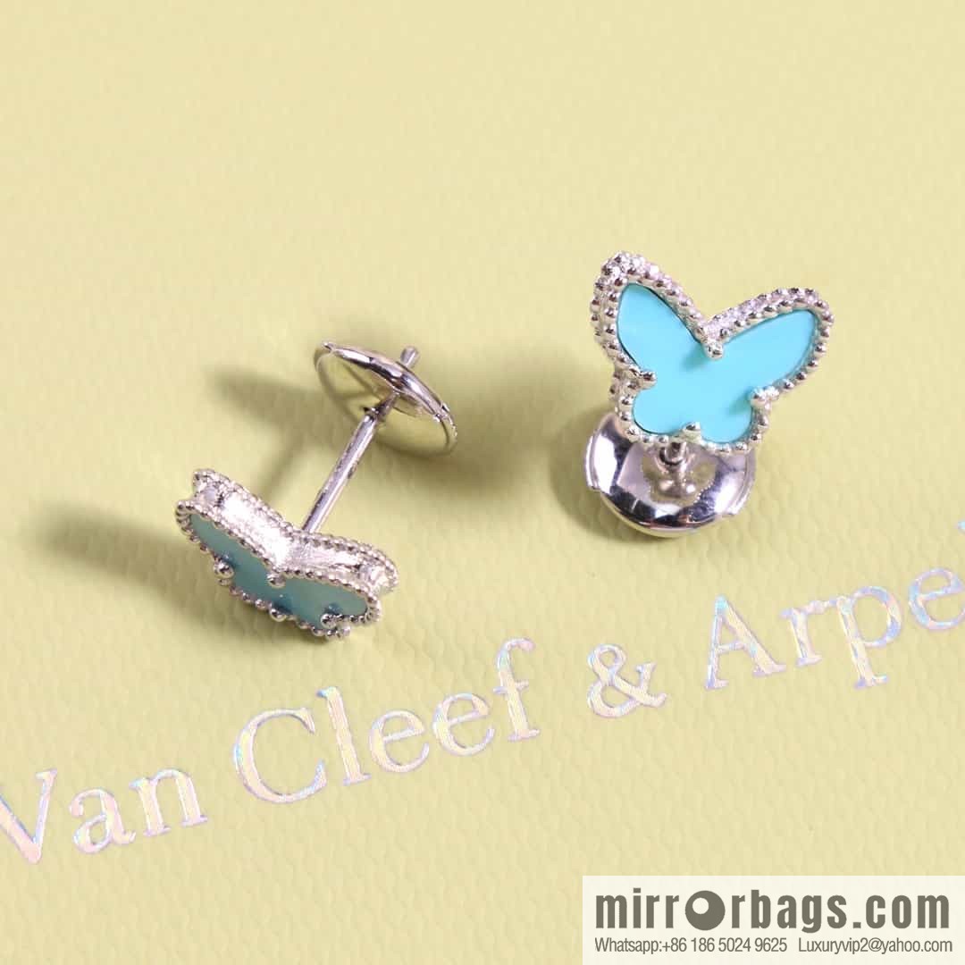 Van Cleef & Arpels Sweet Alhambra mini turquoise butterfly necklace, bracelet, stud earrings
