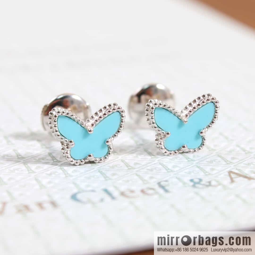 Van Cleef & Arpels Sweet Alhambra mini turquoise butterfly necklace, bracelet, stud earrings