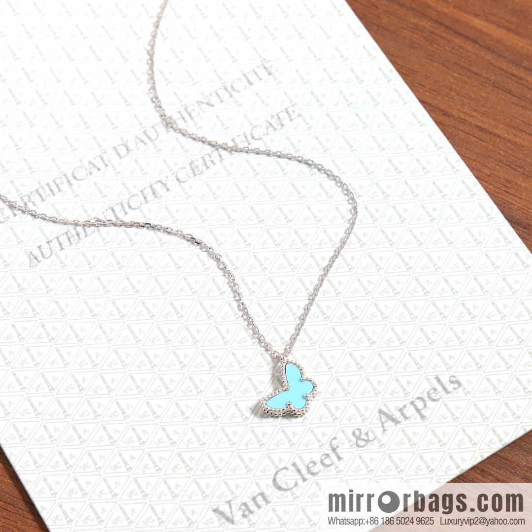 Van Cleef & Arpels Sweet Alhambra mini turquoise butterfly necklace, bracelet, stud earrings