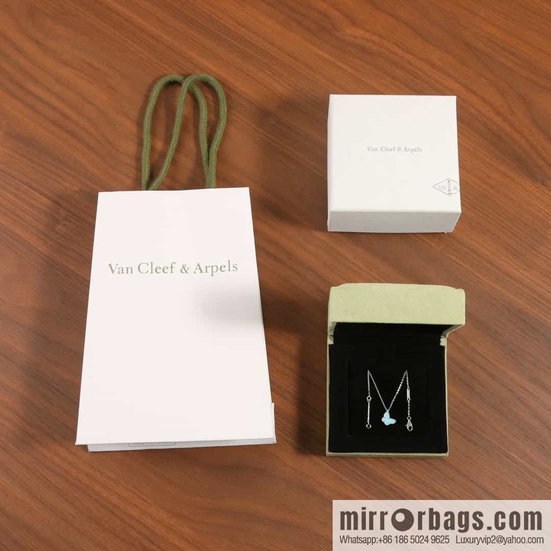 Van Cleef & Arpels Sweet Alhambra mini turquoise butterfly necklace, bracelet, stud earrings