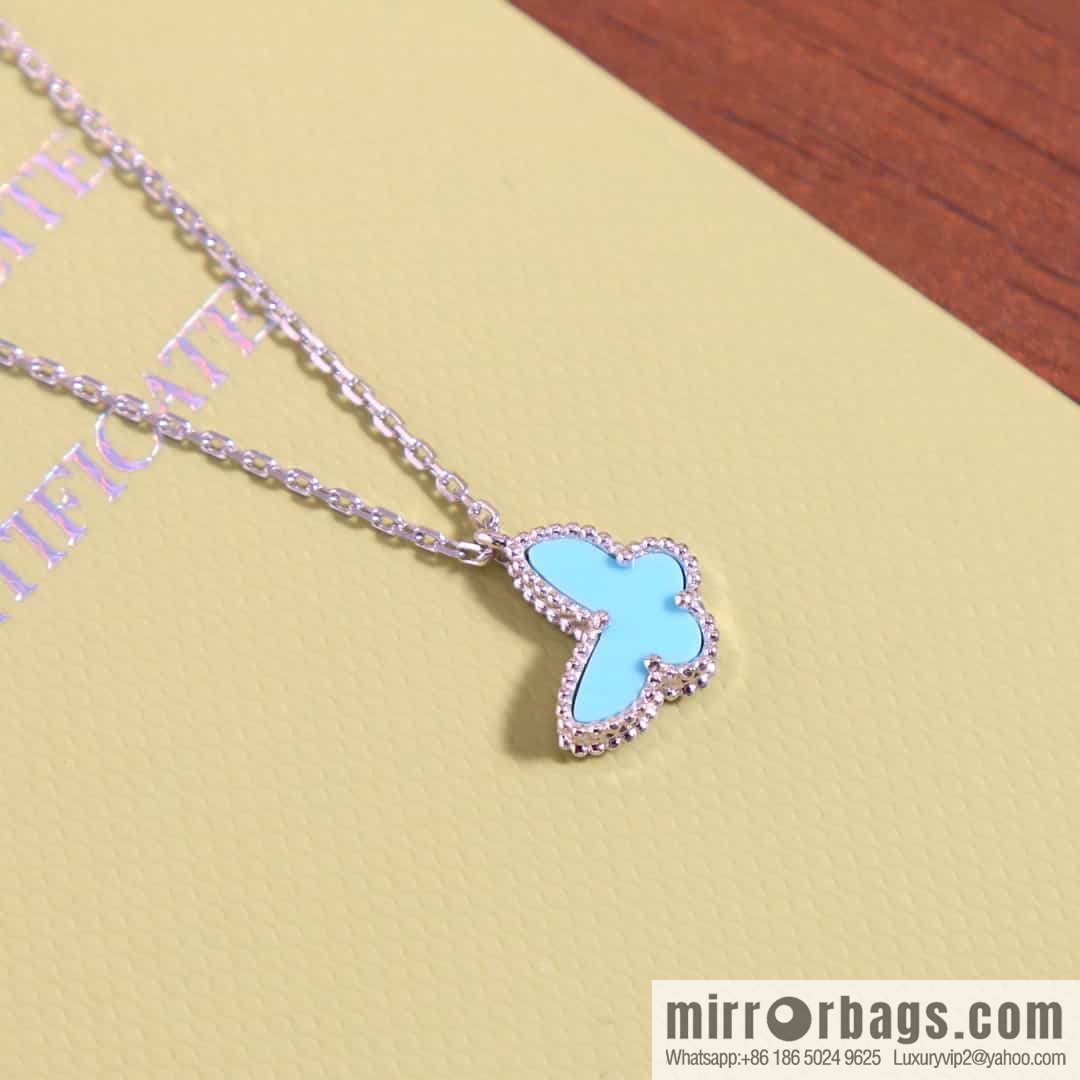 Van Cleef & Arpels Sweet Alhambra mini turquoise butterfly necklace, bracelet, stud earrings