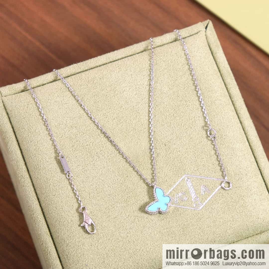 Van Cleef & Arpels Sweet Alhambra mini turquoise butterfly necklace, bracelet, stud earrings