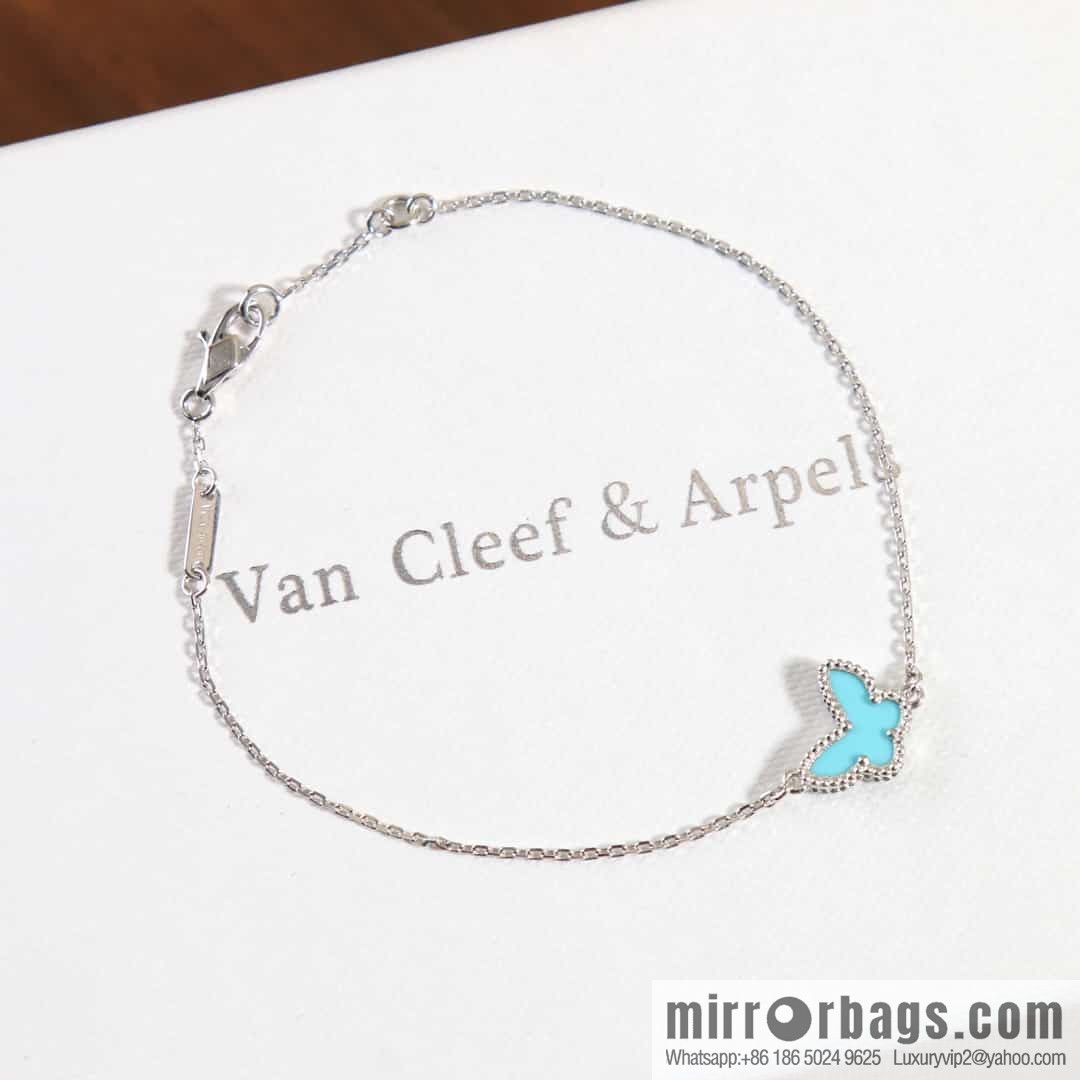 Van Cleef & Arpels Sweet Alhambra mini turquoise butterfly necklace, bracelet, stud earrings