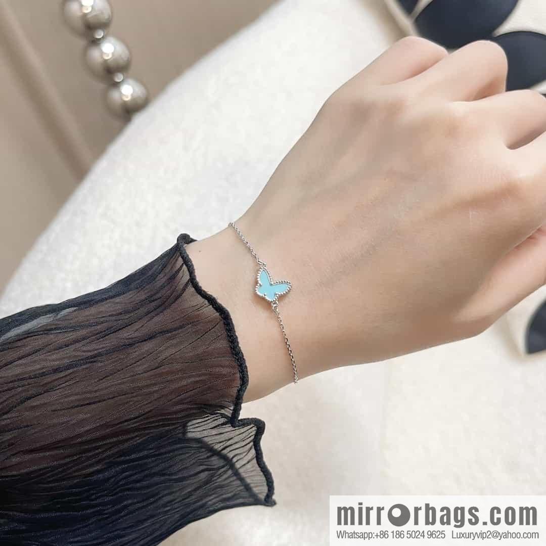 Van Cleef & Arpels Sweet Alhambra mini turquoise butterfly necklace, bracelet, stud earrings