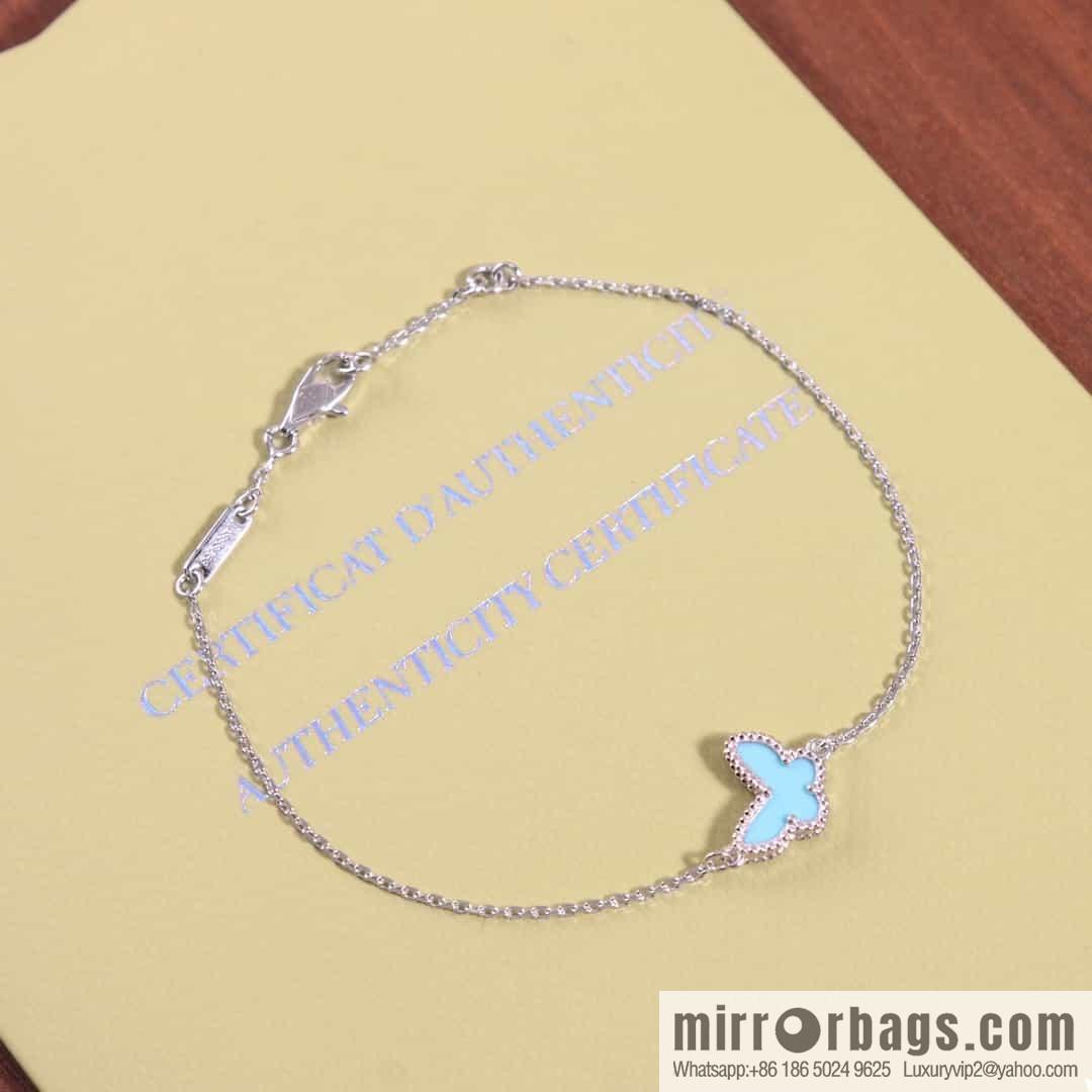 Van Cleef & Arpels Sweet Alhambra mini turquoise butterfly necklace, bracelet, stud earrings