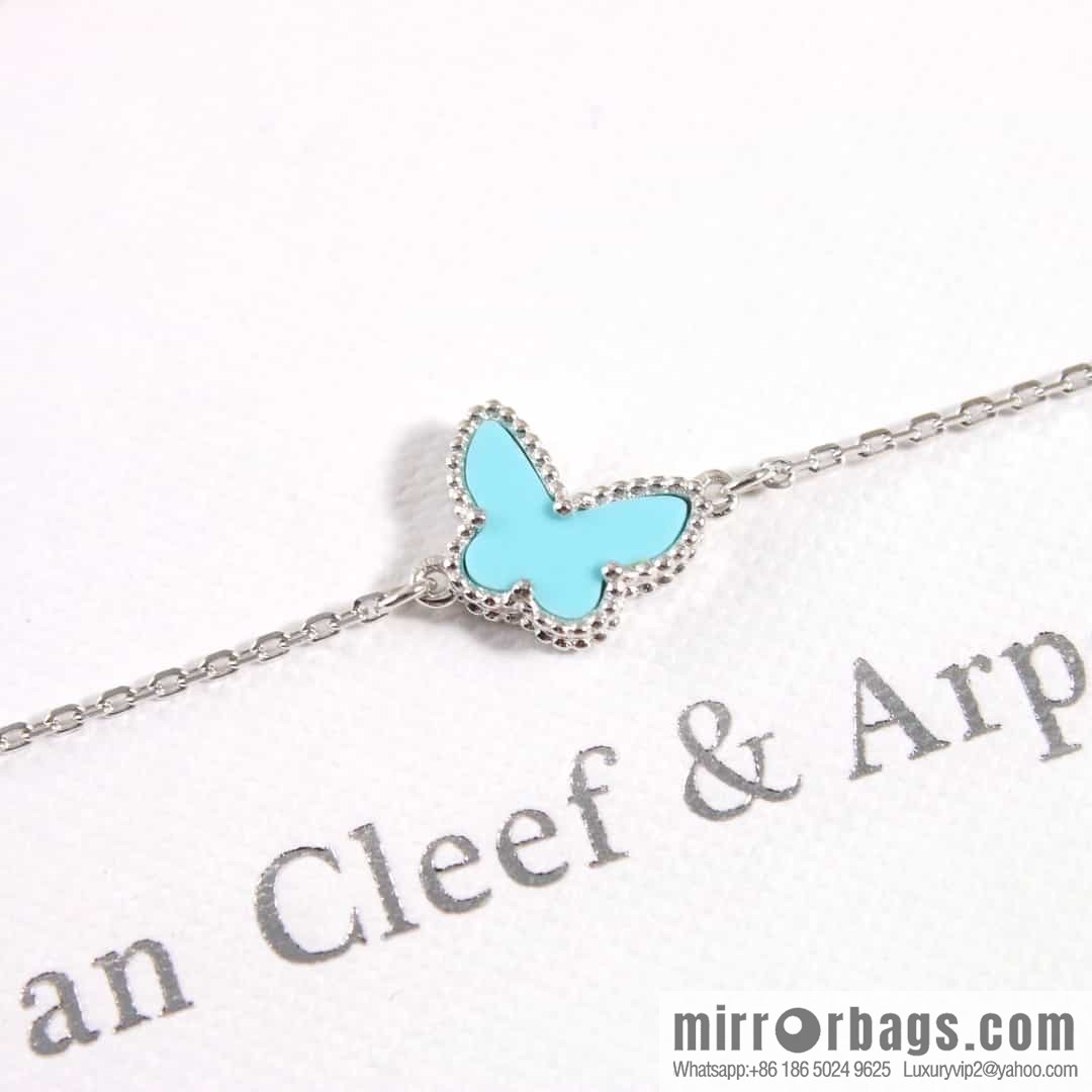 Van Cleef & Arpels Sweet Alhambra mini turquoise butterfly necklace, bracelet, stud earrings