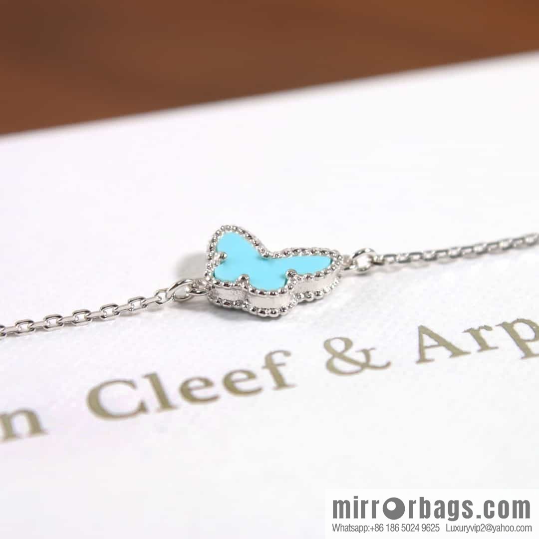 Van Cleef & Arpels Sweet Alhambra mini turquoise butterfly necklace, bracelet, stud earrings