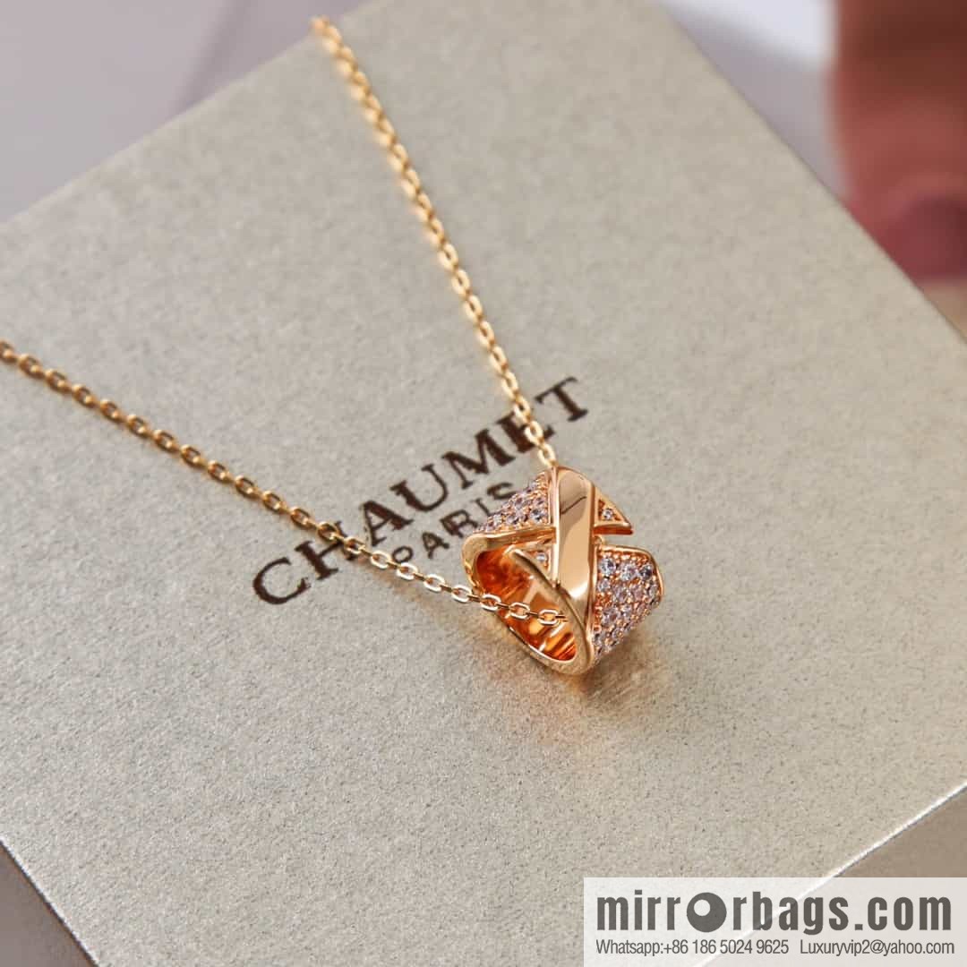 Chaumet Paris Liens Evidence Full Diamond Ring Cylinder Necklace