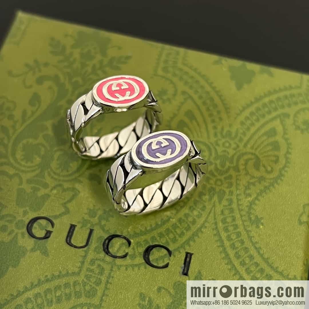 New Gucci Gucci letter double G enamel drip ring