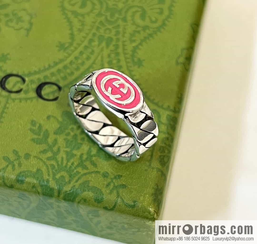 New Gucci Gucci letter double G enamel drip ring