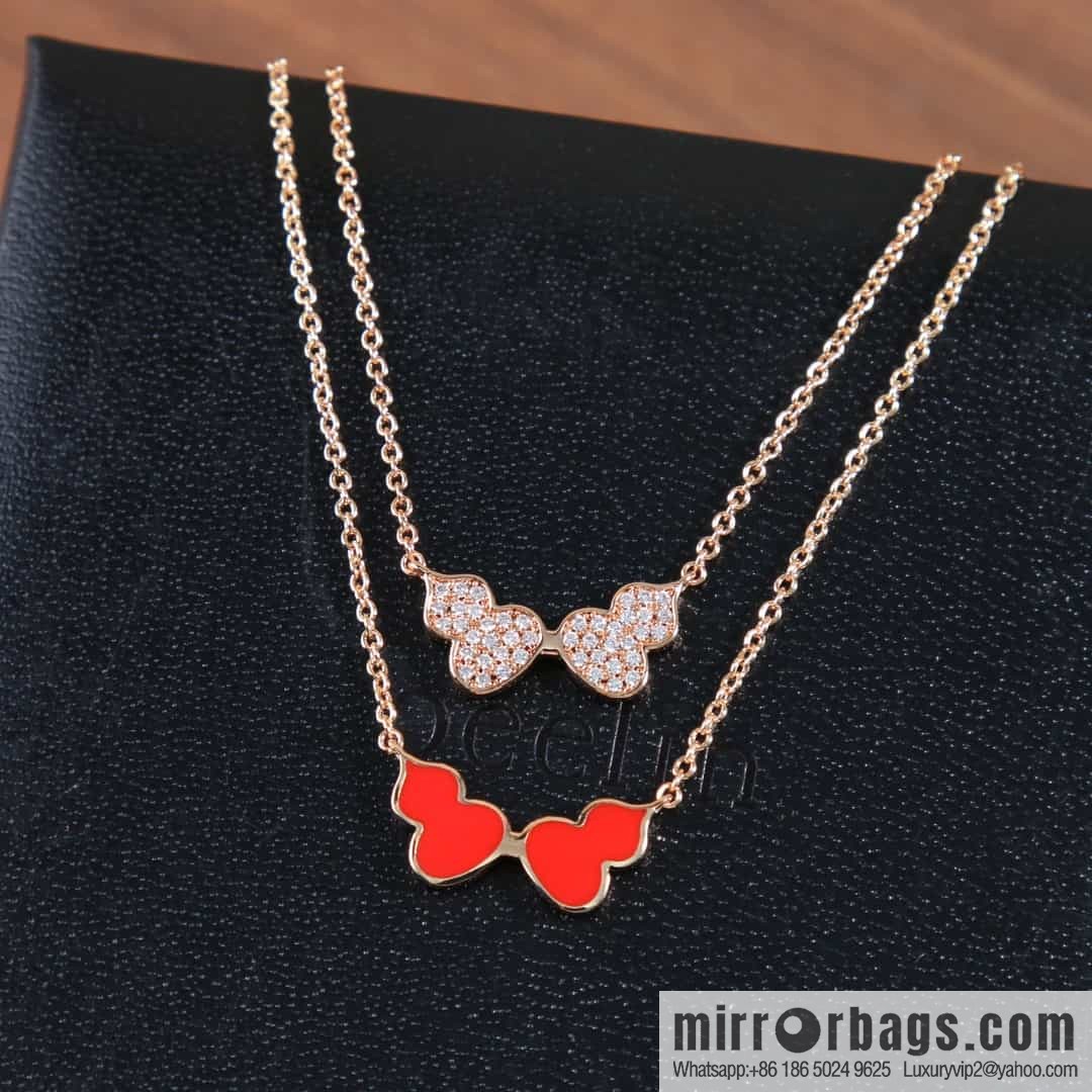 Qeelin Kirin Wulu Rose Gold HyCeram ® Double Gourd Necklace