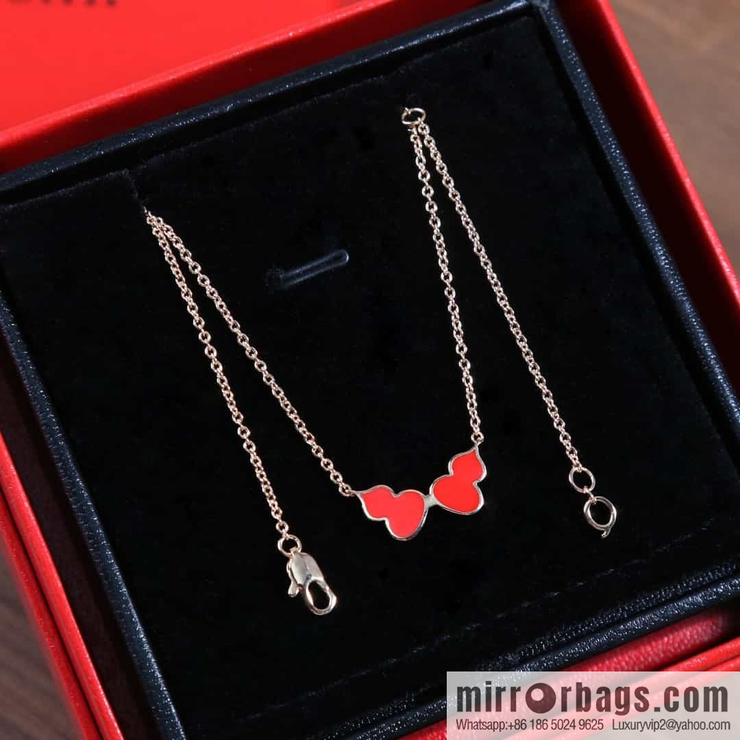 Qeelin Kirin Wulu Rose Gold HyCeram ® Double Gourd Necklace