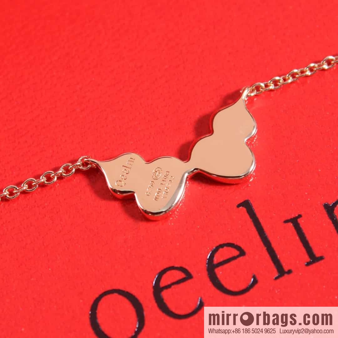 Qeelin Kirin Wulu Rose Gold HyCeram ® Double Gourd Necklace