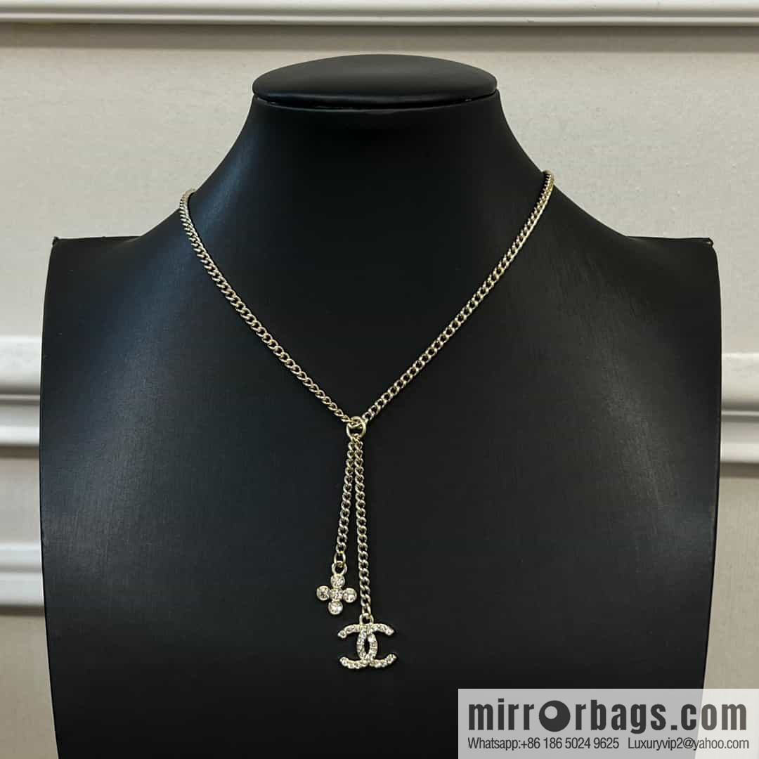 New ☑️ Chanel double c rhombus full diamond tassel necklace